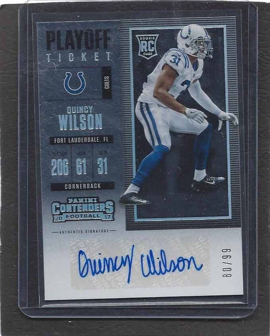 QUINCY WILSON 2017 CONTENDERS PLAYOFF TICKET COLTS AUTO RC #D 80/99