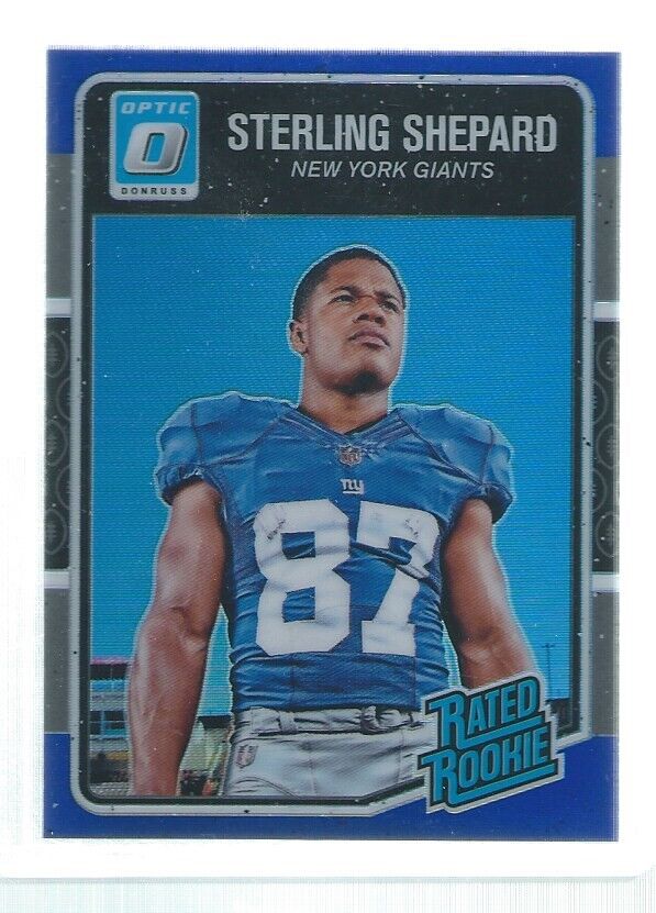 STERLING SHEPARD 2016 DONRUSS OPTIC HOLO RATED ROOKIE BLUE RC #D 142/149