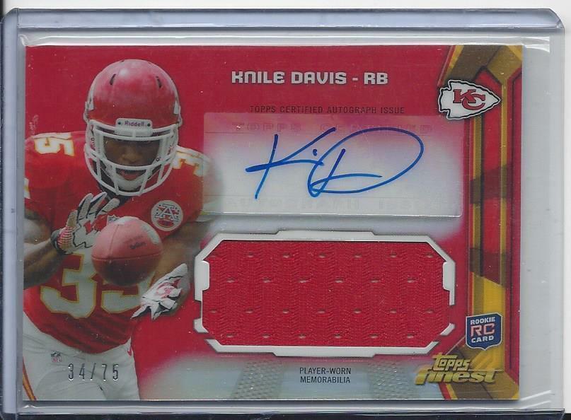 1/1 KNILE DAVIS 2013 FINEST RED REFRACTOR JERSEY AUTO RC #D 34/75 HIS JERSEY #34