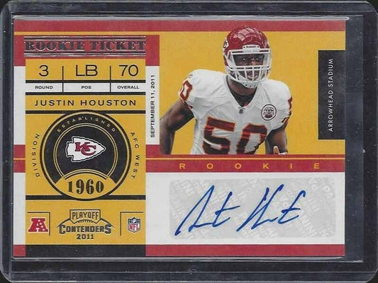 JUSTIN HOUSTON 2011 PLAYOFF CONTENDERS ROOKIE TICKET TRUE RC AUTO #147
