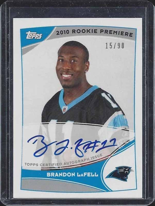 BRANDON LAFELL 2010 TOPPS ROOKIE PREMIERE PHOTO SHOOT ON CARD AUTO RC #D 15/90