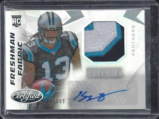 KELVIN BENJAMIN 2014 CERTIFIED FRESHMAN FABRIC 3 COLOR PATCH AUTO RC #D /699