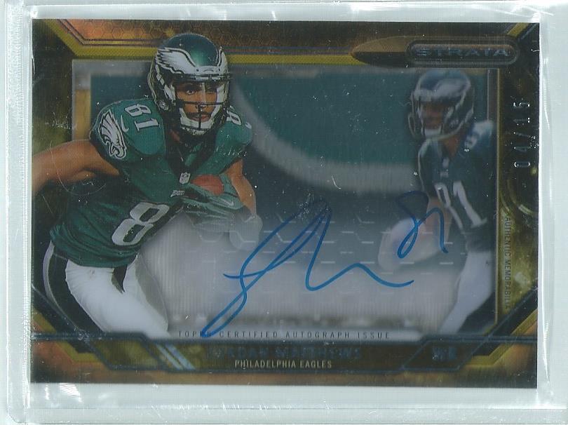 JORDAN MATTHEWS 2015 TOPPS STRATA 4 COLOR PATCH ON CARD AUTO #D 4/15