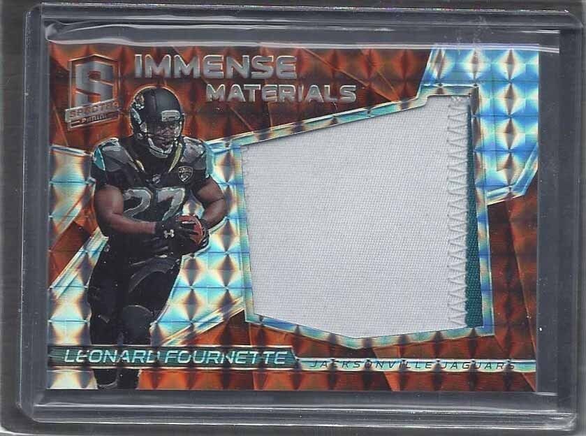 LEONARD FOURNETTE 2017 SPECTRA IMMENSE MATERIALS NEON ORANGE JUMBO PATCH RC 1/5