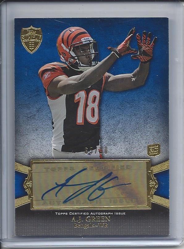 A.J. GREEN 2011 TOPPS SUPREME BLUE BENGALS ROOKIE AUTO RC #D 1/90