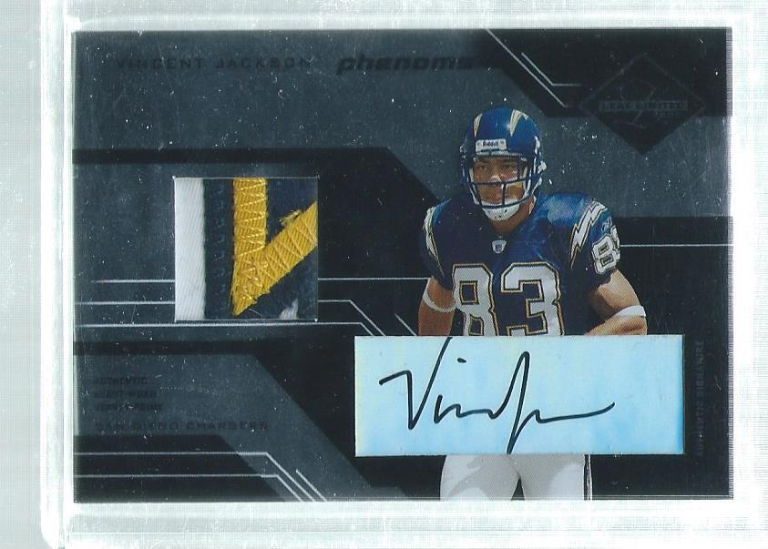 VINCENT JACKSON 2005 LEAF LIMITED PHENOMS 3 COLOR PATCH AUTO ROOKIE RC #D 20/100