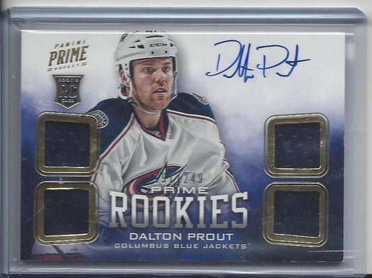 DALTON PROUT 2012-13 PANINI PRIME QUAD JERSEY ROOKIE ON CARD AUTO RC #D 191/249