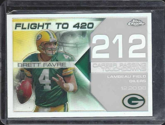 BRETT FAVRE 2008 TOPPS CHROME FLIGHT TO 420 WHITE REFRACTOR TD # 212 #D 28/100