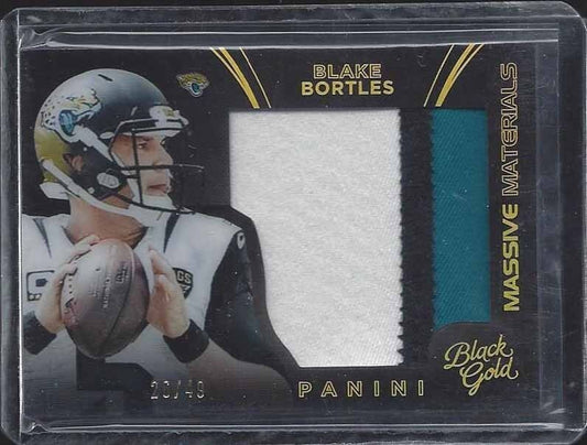 BLAKE BORTLES 2015 BLACK GOLD MASSIVE MATERIALS JUMBO 3 COLOR PATCH #D 26/49