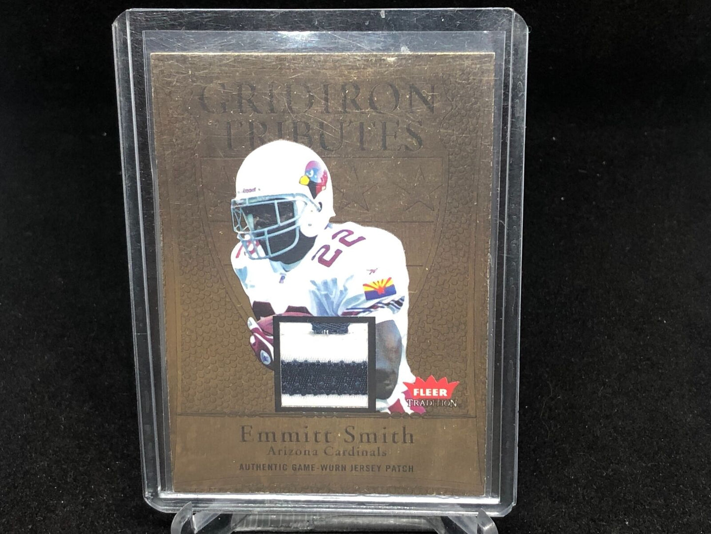 EMMITT SMITH 2004 FLEER TRADITION GRIDIRON TRIBUTES GAME WORN PATCH #D 40/50