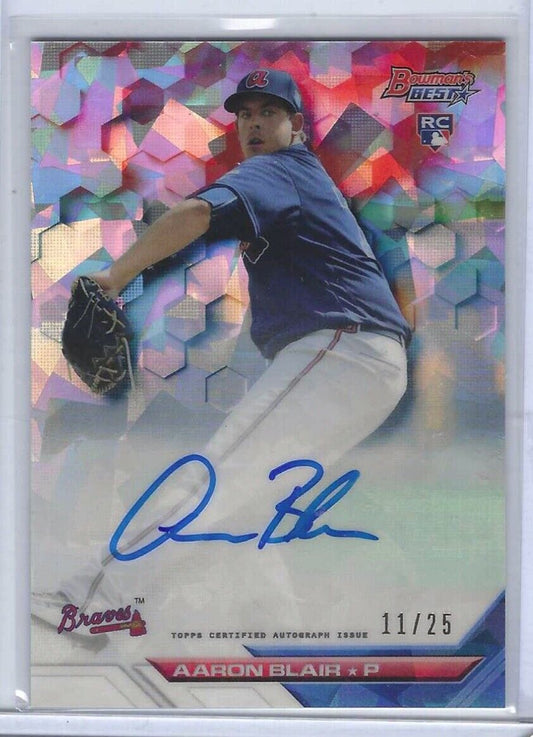 AARON BLAIR 2016 BOWMANS BEST CRACKED ICE ATOMIC REFRACTOR AUTO RC #D 11/25
