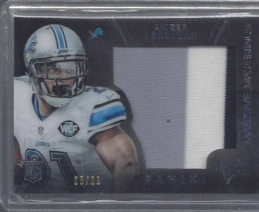 AMEER ABDULLAH 2015 PANINI BLACK GOLD MASSIVE 3 COLOR ROOKIE PATCH RC #D 5/99