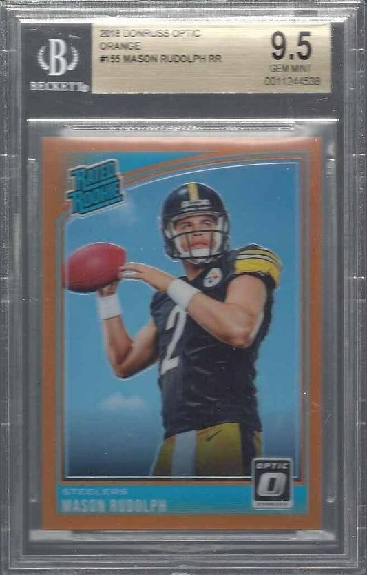 MASON RUDOLPH 2018 DONRUSS OPTIC ORANGE HOLO RATED ROOKIE RC /199 BGS 9.5 POP 2