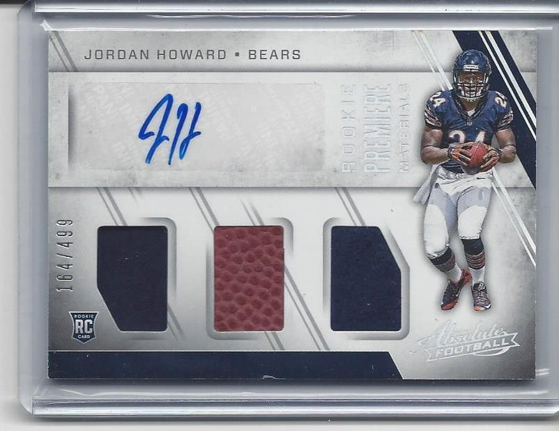 JORDAN HOWARD 2016 ABSOLUTE RPM ROOKIE TRIPLE JERSEY BALL AUTO RC #D 164/499