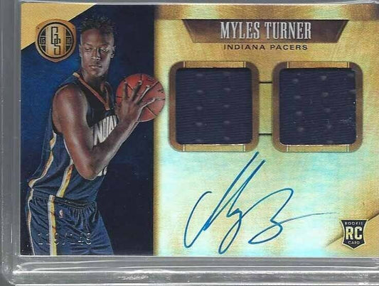 MYLES TURNER 2015-16 PANINI GOLD STANDARD DUAL ROOKIE JERSEY ONCARD AUTO RC /149