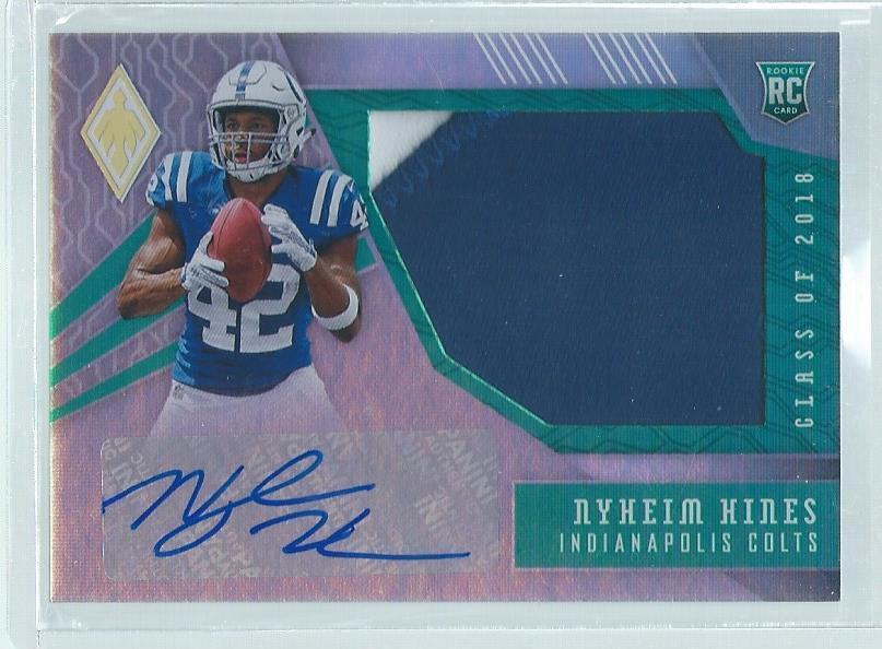 NYHEIM HINES 2018 PANINI PHOENIX 2 COLOR JUMBO PATCH AUTO TEAL RC #D 19/25