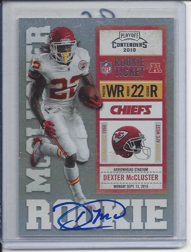 DEXTER MCCLUSTER 2010 CONTENDERS ROOKIE TICKET WHITE JERSEY VARIATION AUTO RC