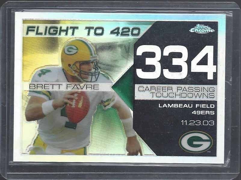 BRETT FAVRE 2008 TOPPS CHROME FLIGHT TO 420 REFRACTOR TD # 334 #D 173/199