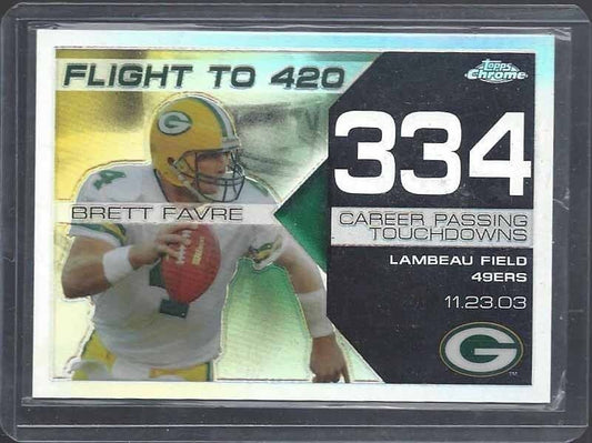 BRETT FAVRE 2008 TOPPS CHROME FLIGHT TO 420 REFRACTOR TD # 334 #D 173/199