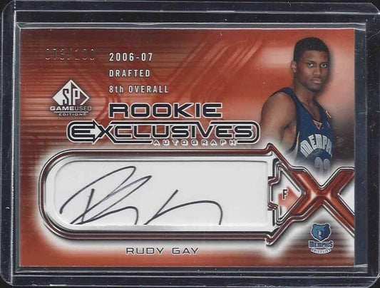 RUDY GAY 2006-07 SP GAME USED ROOKIE EXCLUSIVES RARE AUTO RC #D /100