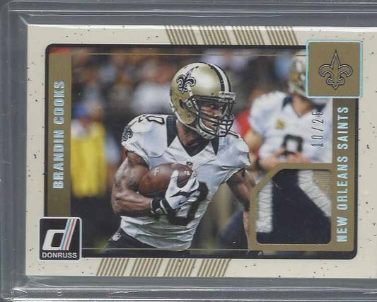 1/1 BRANDIN COOKS 2016 DONRUSS 3 COLOR NAMEPLATE PATCH #D 10/25 HIS JERSEY #10 !