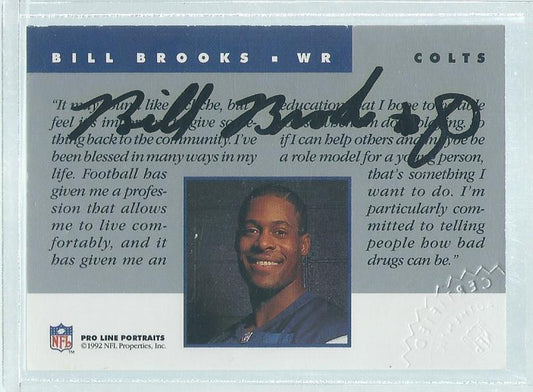 BILL BROOKS 1992 PRO LINE PORTRAITS COLTS ON CARD AUTO