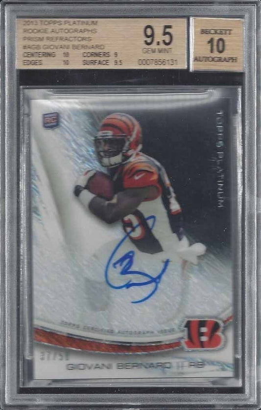 GIOVANI BERNARD 2013 PLATINUM PRISM FROST REFRACTOR AUTO RC /50 BGS 9.5 w/ 10 AU