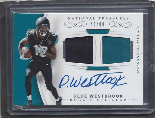 DEDE WESTBROOK 2017 NATIONAL TREASURES DUAL JERSEY ON CARD AUTO RC #D /99