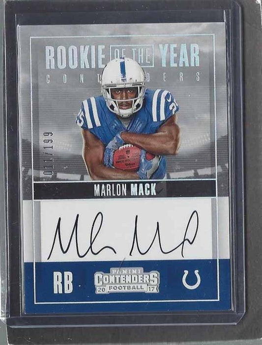 MARLON MACK 2017 CONTENDERS ROOKIE OF THE YEAR COLTS ON CARD AUTO RC #D 11/199