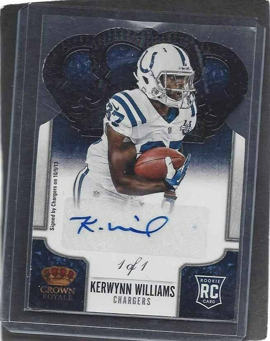 KERWYNN WILLIAMS 2013 CROWN ROYALE BLACK DIE CUT ROOKIE AUTO RC TRUE #D 1/1