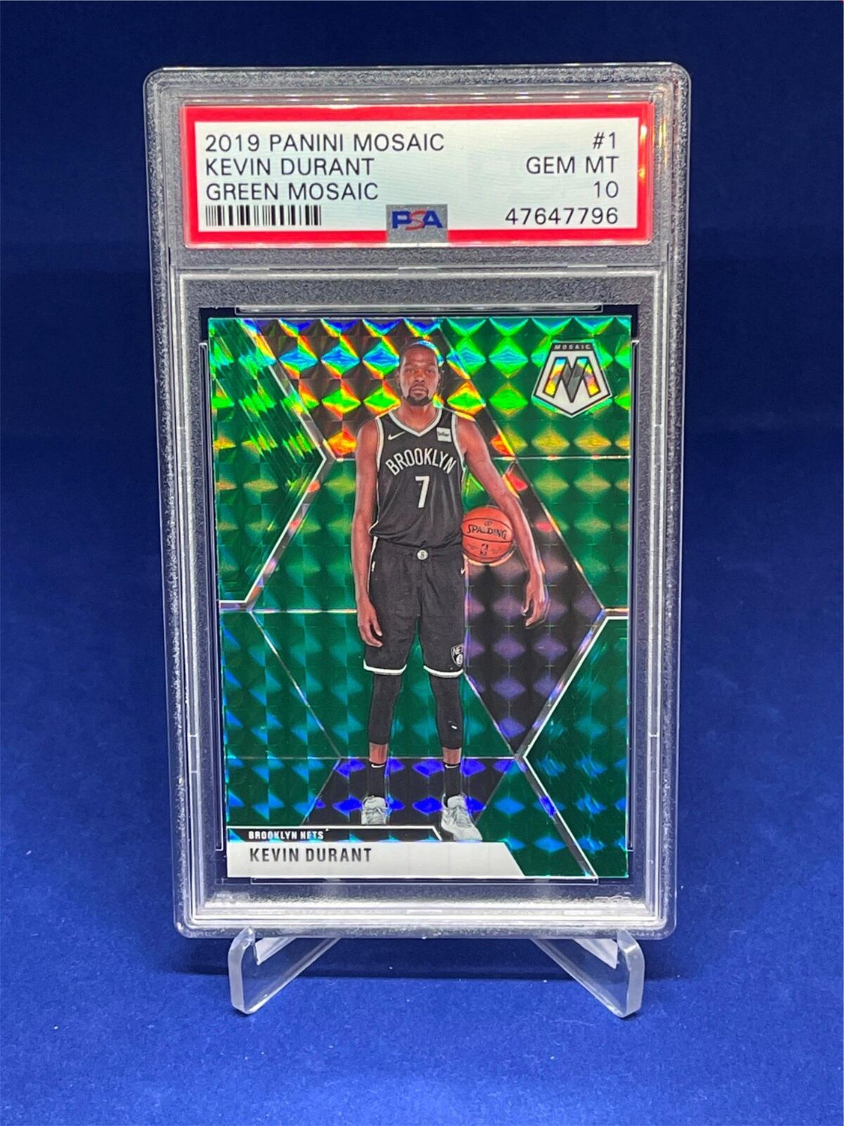 KEVIN DURANT 2019-20 PANINI MOSAIC GREEN PRIZM #1 PSA 10 GEM MINT