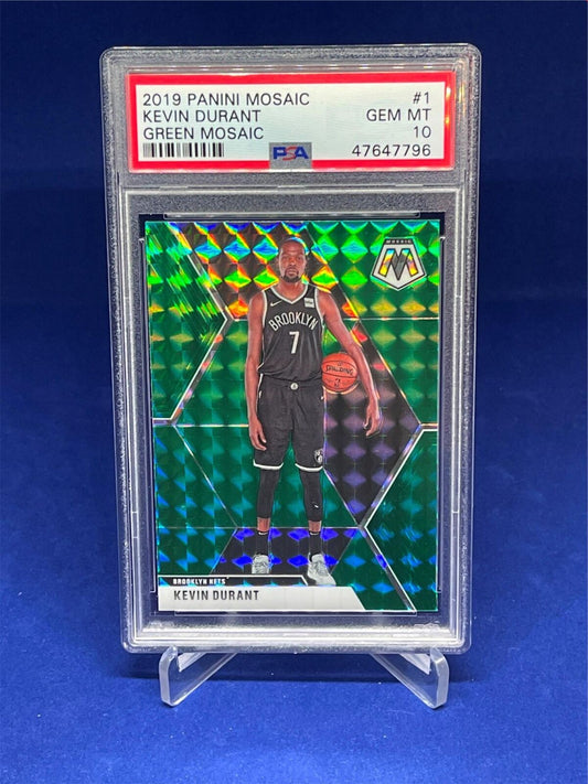 KEVIN DURANT 2019-20 PANINI MOSAIC GREEN PRIZM #1 PSA 10 GEM MINT