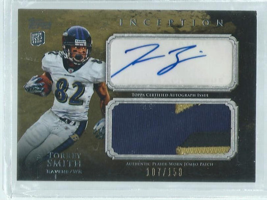 TORREY SMITH 2011 TOPPS INCEPTION JUMBO 4 COLOR PATCH AUTO RC #D 107/150
