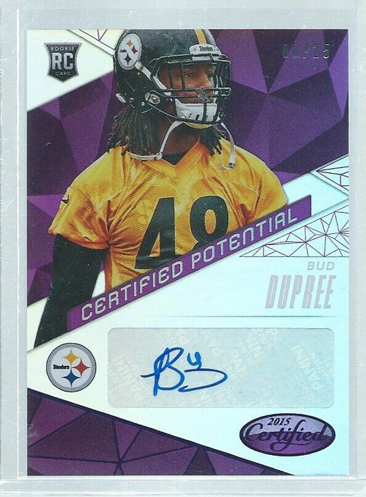 BUD DUPREE 2015 PANINI CERTIFIED POTENTIAL AUTO PURPLE RC #D 8/25