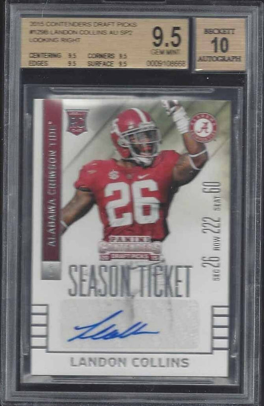 LANDON COLLINS 2015 CONTENDERS DRAFT PICKS SSP AUTO RC 50 OR LESS BGS 9.5 POP 3