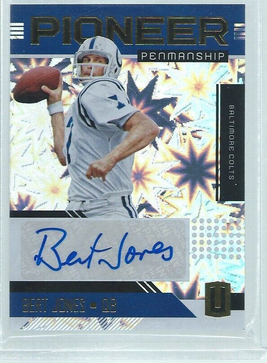 BERT JONES 2018 PANINI UNPARALLELED PIONEER PENMANSHIP AUTO IMPACT #D 2/50