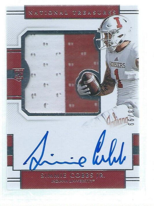 SIMMIE COBBS JR. 2018 NATIONAL TREASURES RPA PATCH ON CARD AUTO RC #D /99