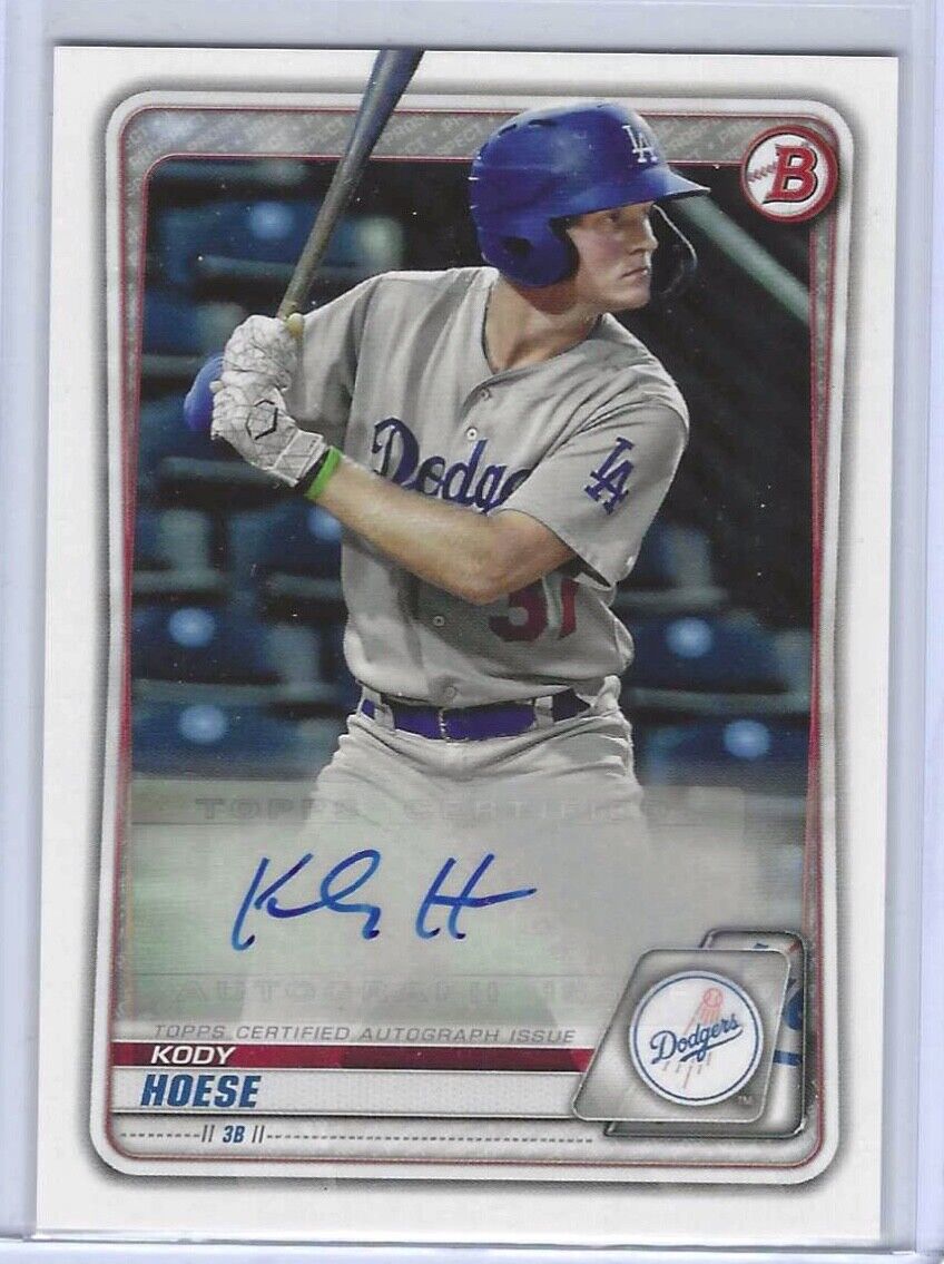 KODY HOESE 2020 BOWMAN PAPER DODGERS PROSPECT AUTO #PA-KH