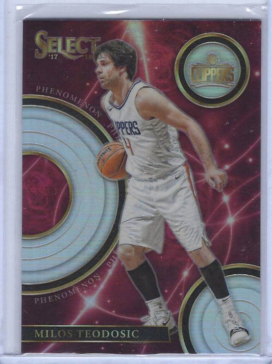 MILOS TEODOSIC 2017-18 PANINI SELECT SILVER PRIZM PHENOMENON RC #P-28