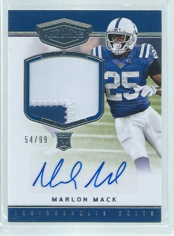 MARLON MACK 2017 PANINI PLATES & PATCHES COLOR PATCH AUTO RC #D /99