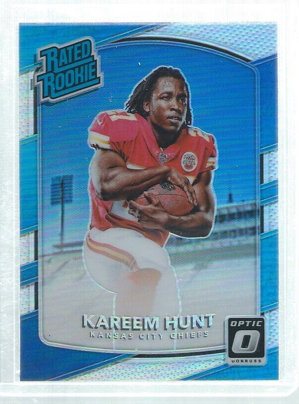 KAREEM HUNT 2017 DONRUSS OPTIC RATED ROOKIE SILVER HOLO RC #182