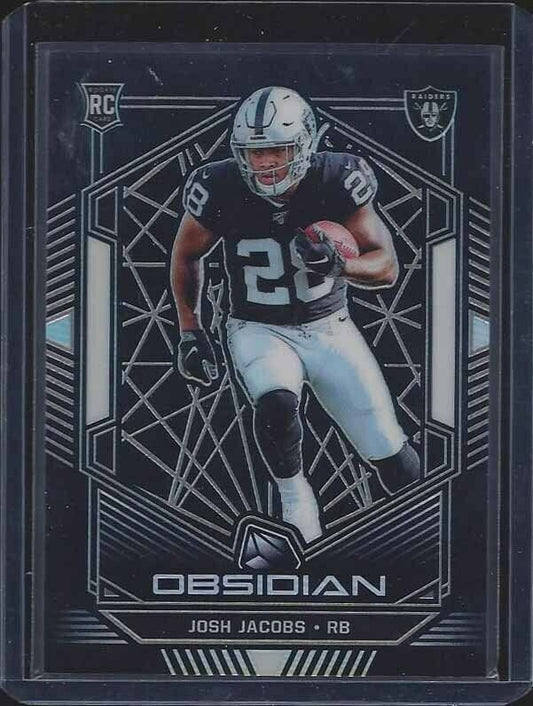JOSH JACOBS 2019 PANINI OBSIDIAN SILVER TRUE ROOKIE RC #D 58/125