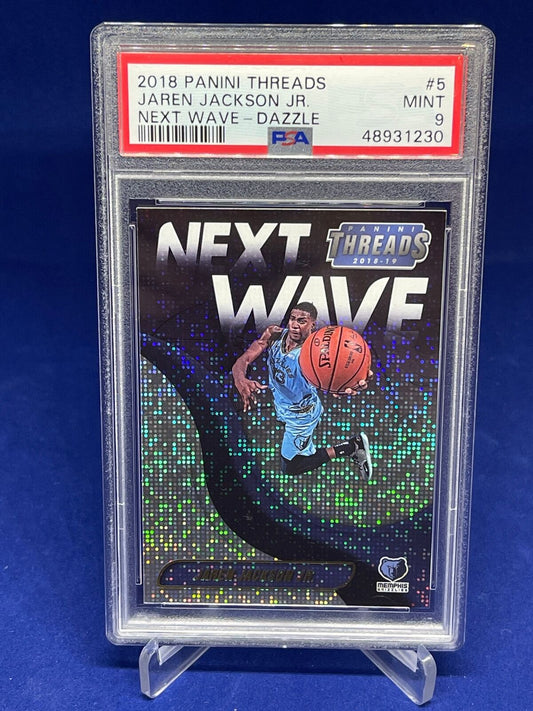 JAREN JACKSON JR 2018-19 PANINI THREADS NEXT WAVE DAZZLE ROOKIE RC #5 PSA 9 MINT