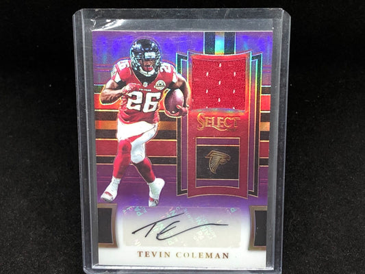 TEVIN COLEMAN 2017 PANINI SELECT PURPLE PRIZM JERSEY AUTO #D 29/49