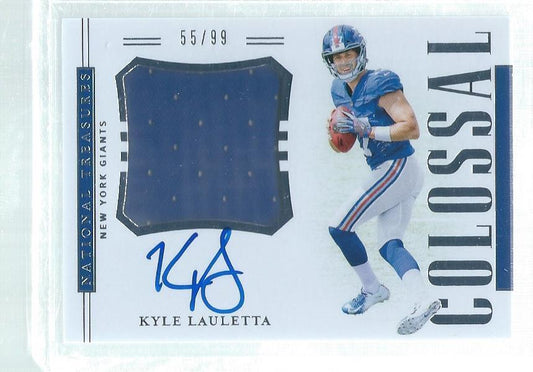 KYLE LAULETTA 2018 NATIONAL TREASURES COLOSSAL JERSEY ON CARD AUTO RC #D 55/99