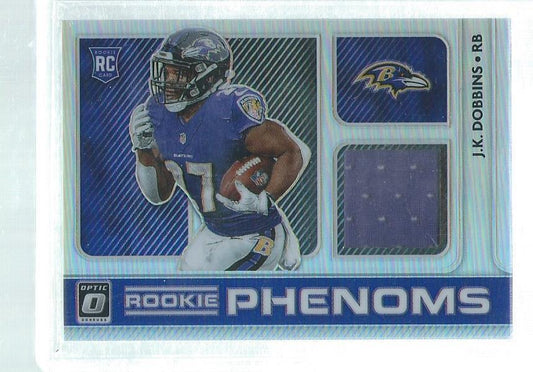 JK DOBBINS 2020 DONRUSS OPTIC ROOKIE PHENOMS JERSEY SILVER HOLO PRIZM RC