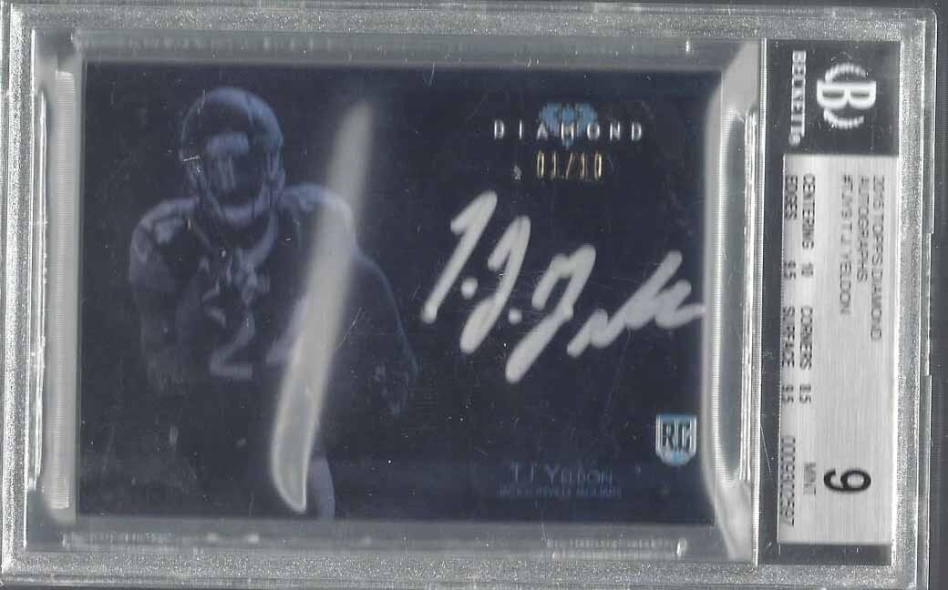 T.J. YELDON 2015 TOPPS DIAMOND SILVER INK ON CARD AUTO RC #D 1/10 BGS 9 POP 1/1