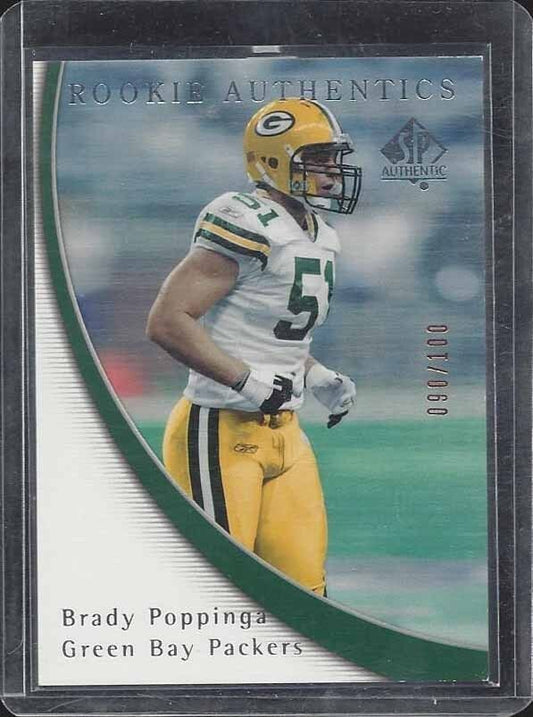 BRADY POPPINGA 2005 SP AUTHENTIC BRONZE PACKERS ROOKIE RC #D 90/100