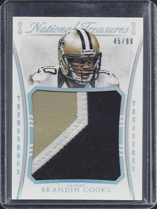BRANDIN COOKS 2015 NATIONAL TREASURES TREMENDOUS JUMBO 3 COLOR SAINTS PATCH /99