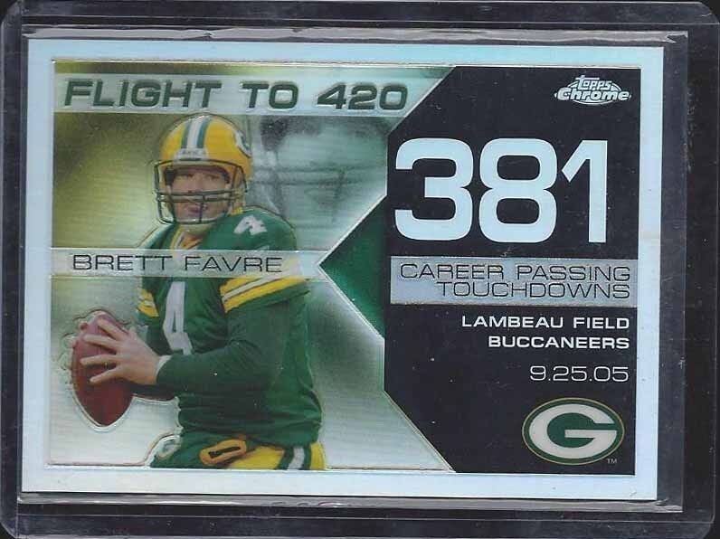 BRETT FAVRE 2008 TOPPS CHROME FLIGHT TO 420 REFRACTOR TD # 381 #D 75/199